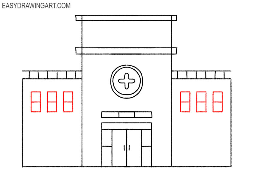 how to draw a cartoon hospital