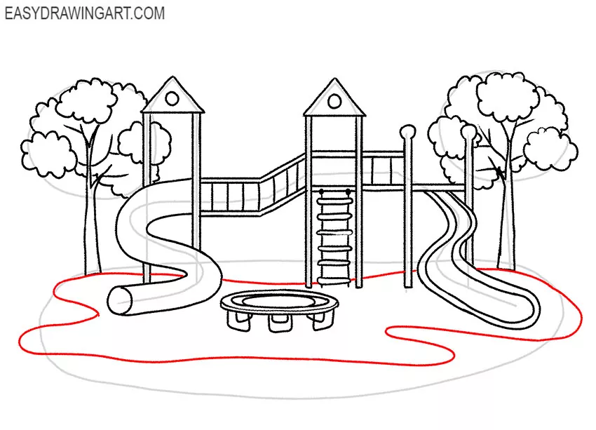 cartoon playground drawing easy