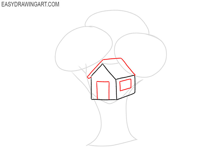 how to draw a treehouse step by step easy
