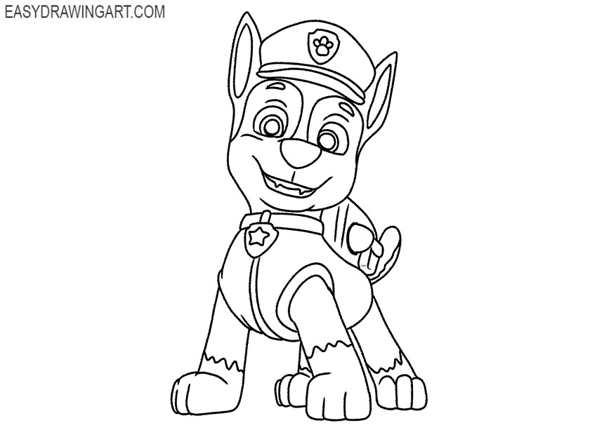 how to draw chase from paw patrol step by step