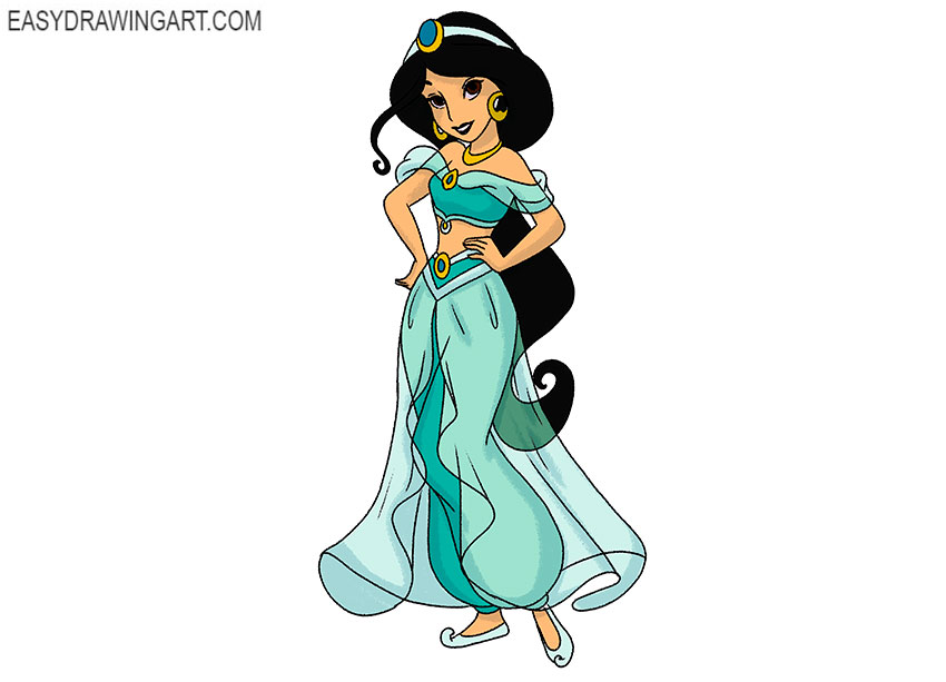  princess jasmine drawing step by step