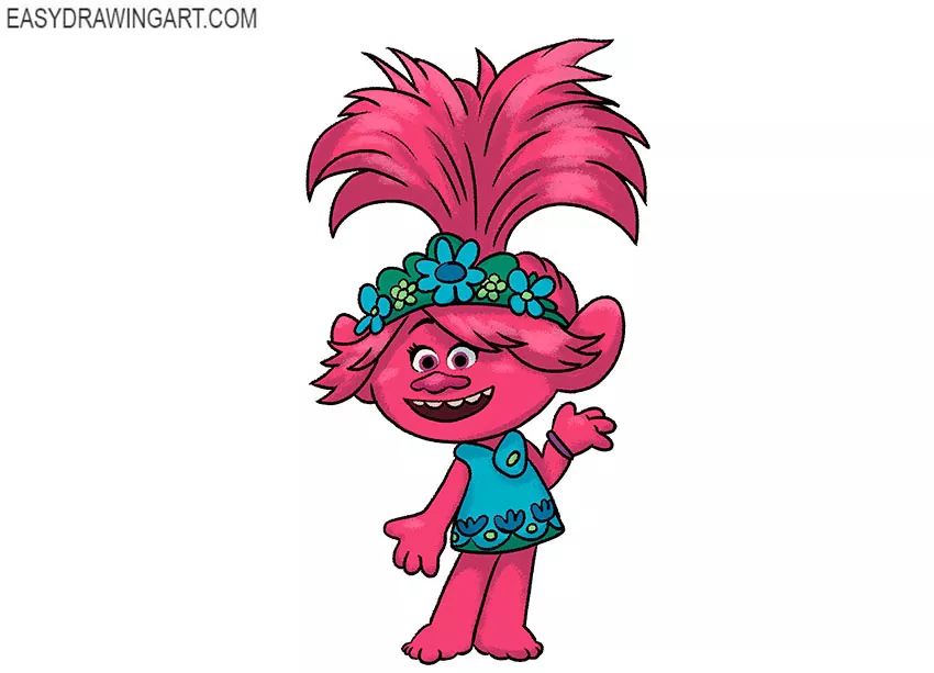 poppy from trolls drawing step by step