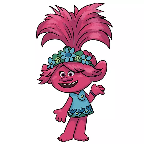 How to Draw Poppy from Trolls Easy Drawing Art