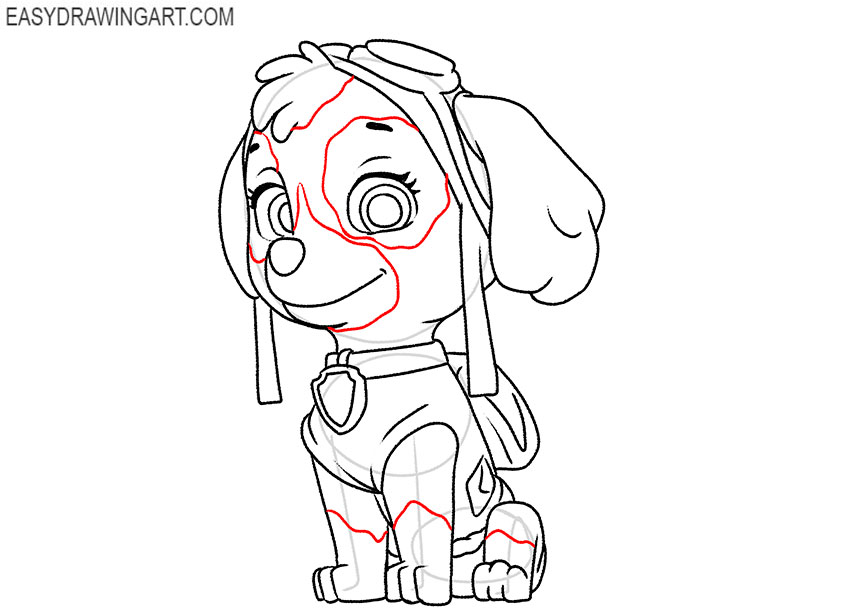 simple skye from paw patrol drawing