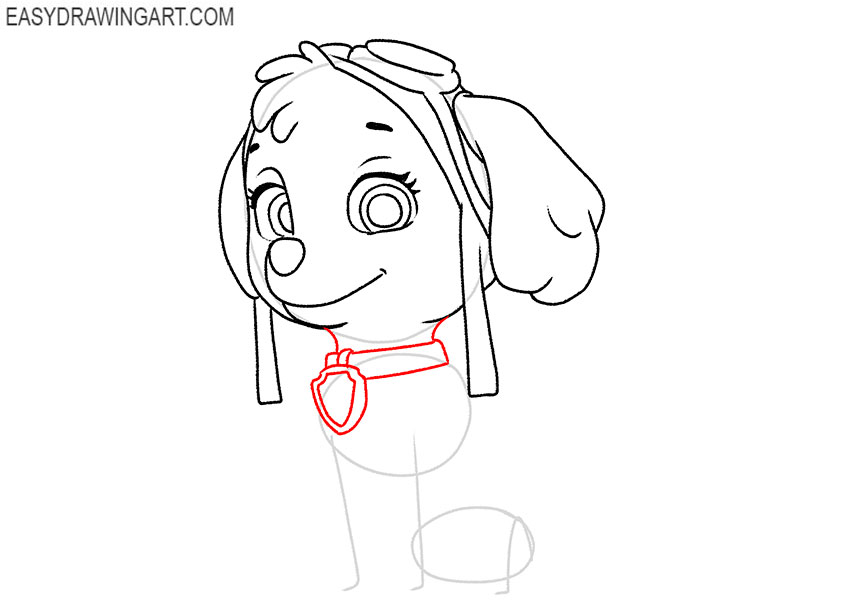 how to draw skye from paw patrol easy