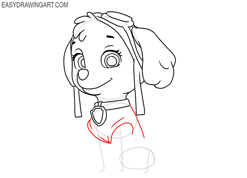 how to draw skye from paw patrol step by step
