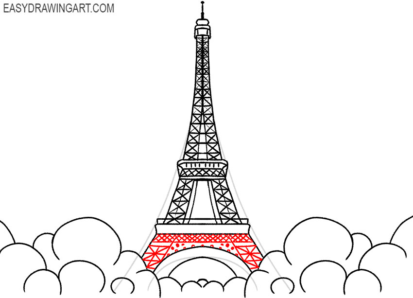 how to draw the eiffel tower cartoon