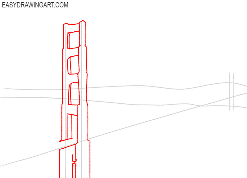 how to draw the golden gate bridge step by step