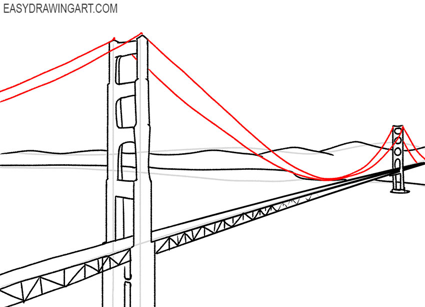 golden gate bridge drawing simple