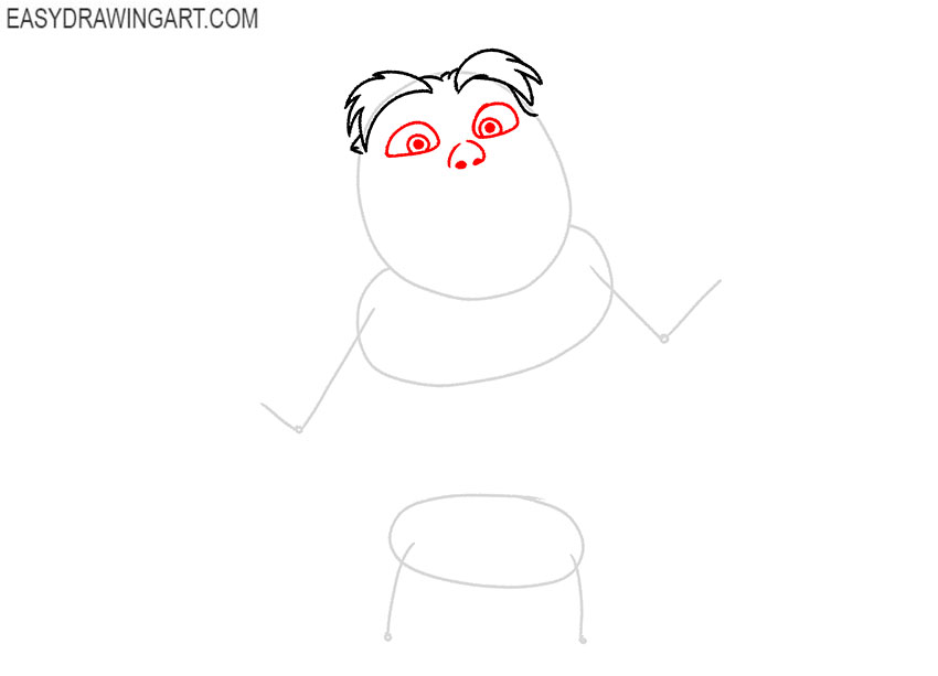 step by step how to draw the lorax