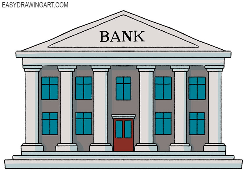 how to draw a bank easy drawing