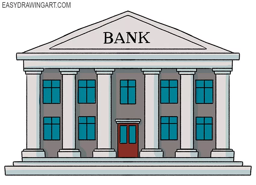 how to draw a bank easy drawing