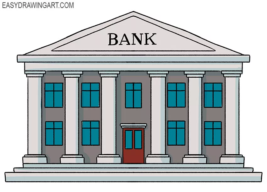 How to Draw a Bank Easy Drawing Art