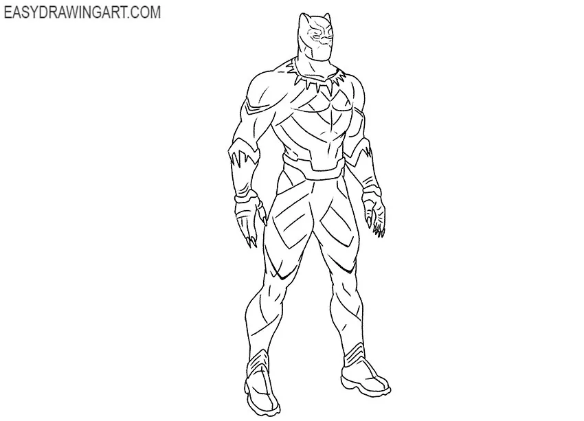 how to draw black panther sketch