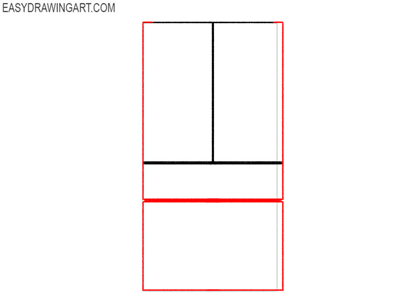 how to draw a refrigerator step by step