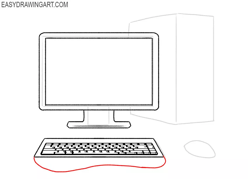 how to draw a computer easy step by step