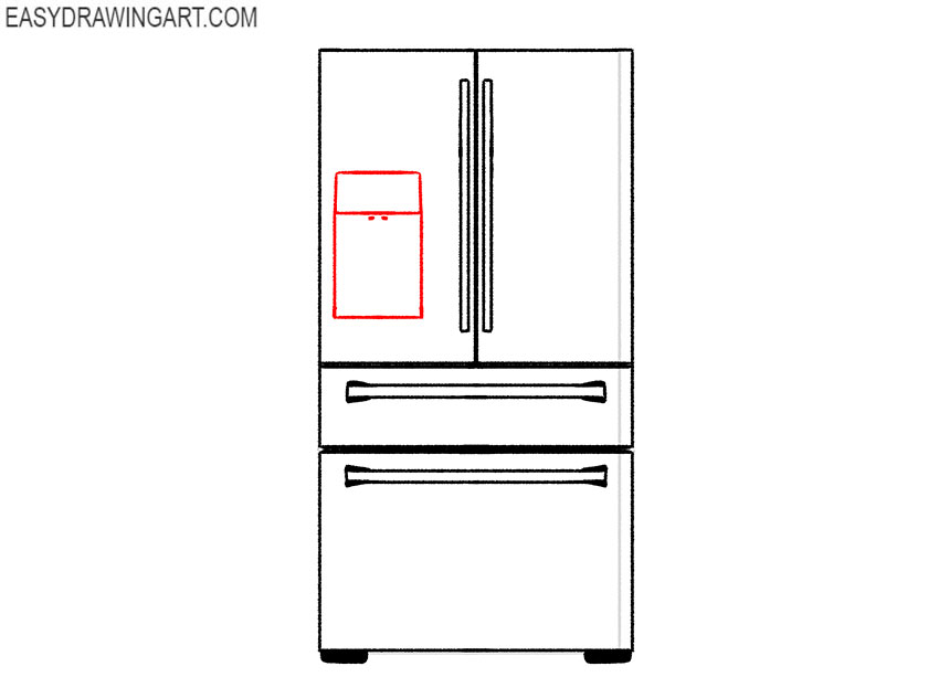 gray refrigerator drawing step by step