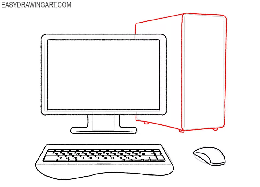 how to draw a basic computer