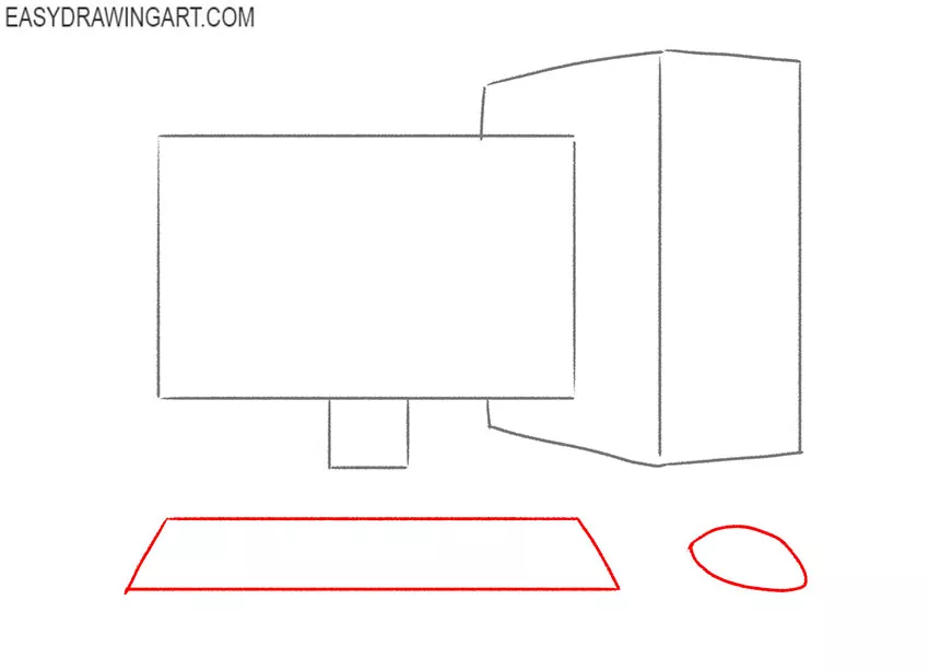 how to draw a computer step by step
