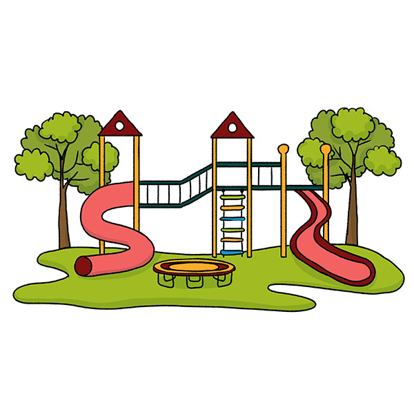 How to Draw Playground Scene (Scenes) Step by Step | DrawingTutorials101.com