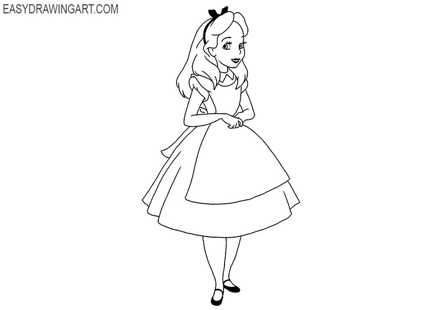 alice in wonderland drawing step by step
