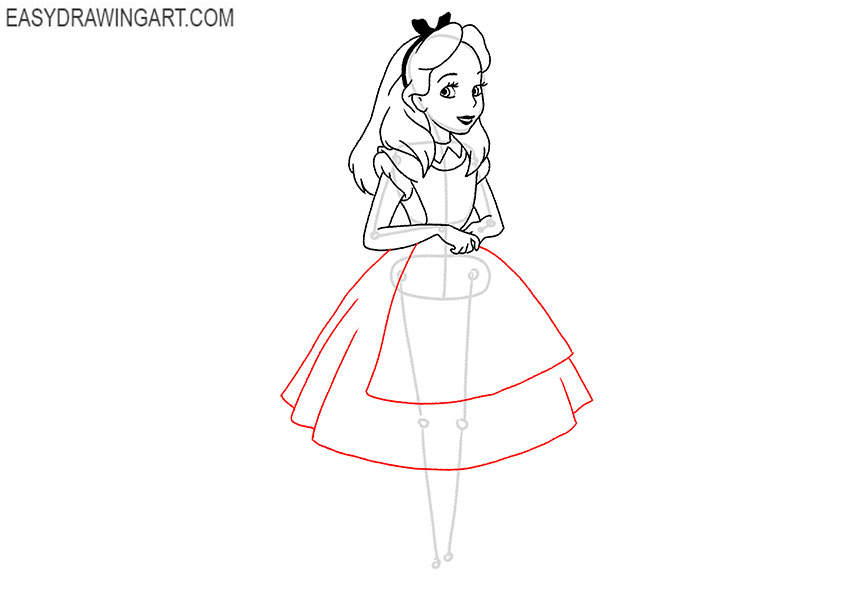 how to draw cartoon alice in wonderland