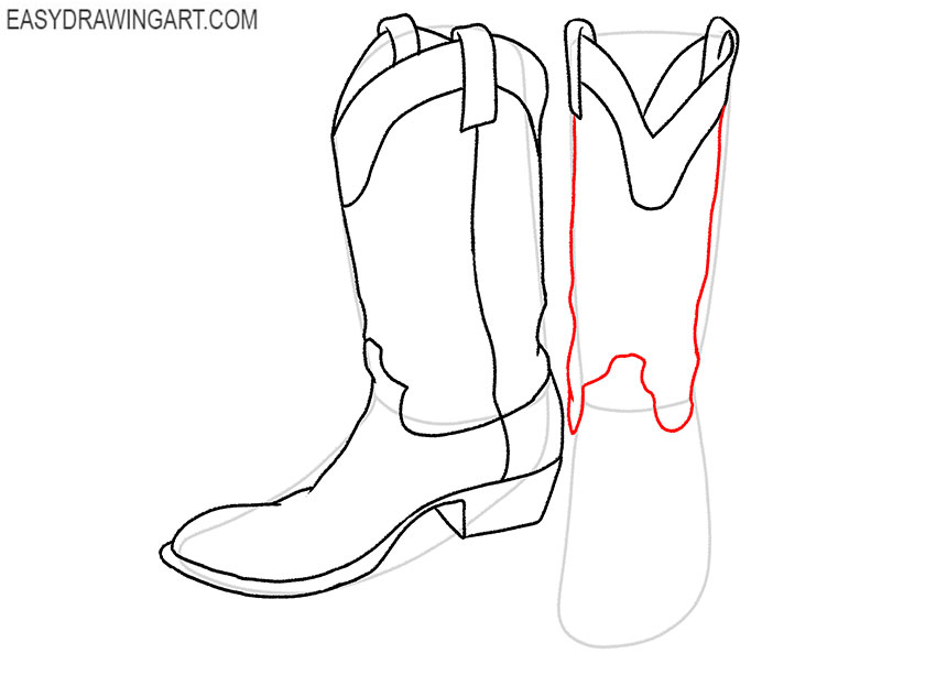 step by step how to draw cowboy boots