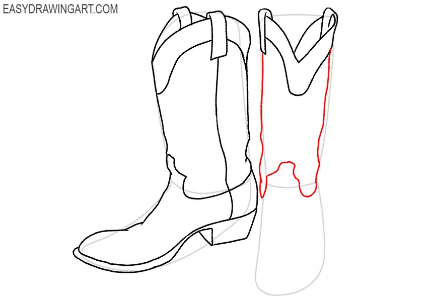 step by step how to draw cowboy boots