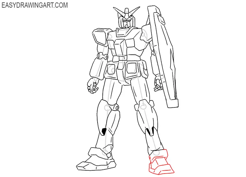 how to draw gundam full body