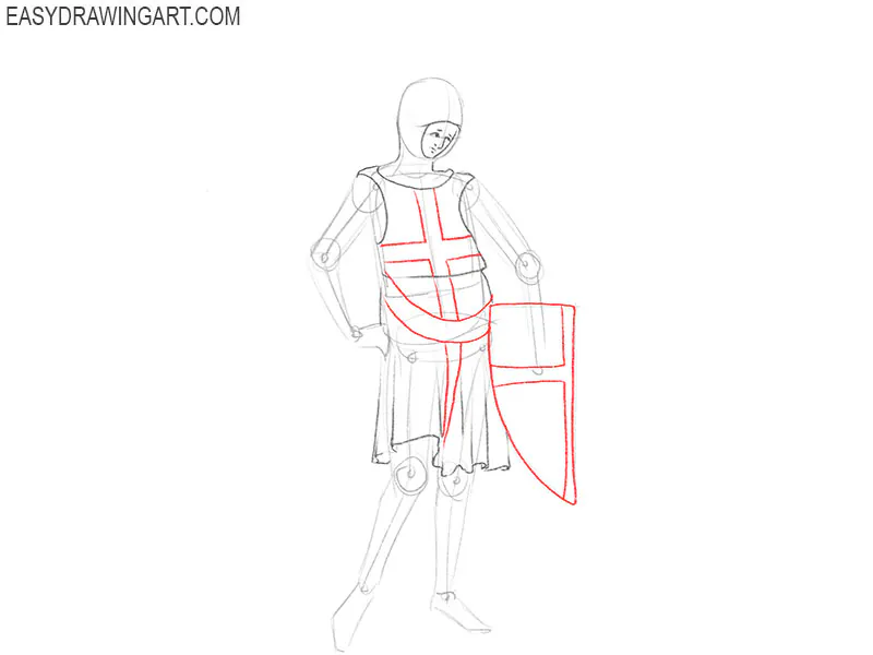 Draw the medieval shield and Insignia