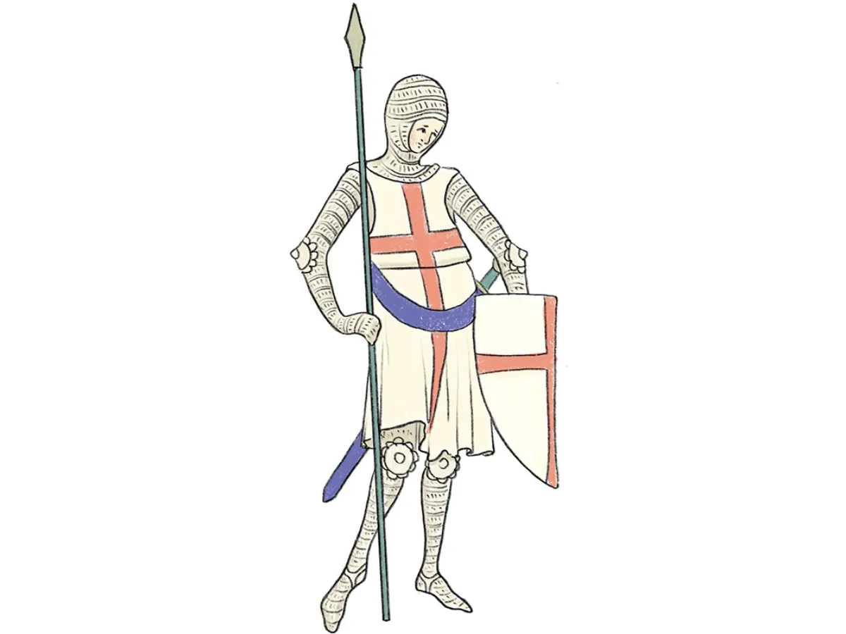 Knight drawn in a characteristic medieval art style