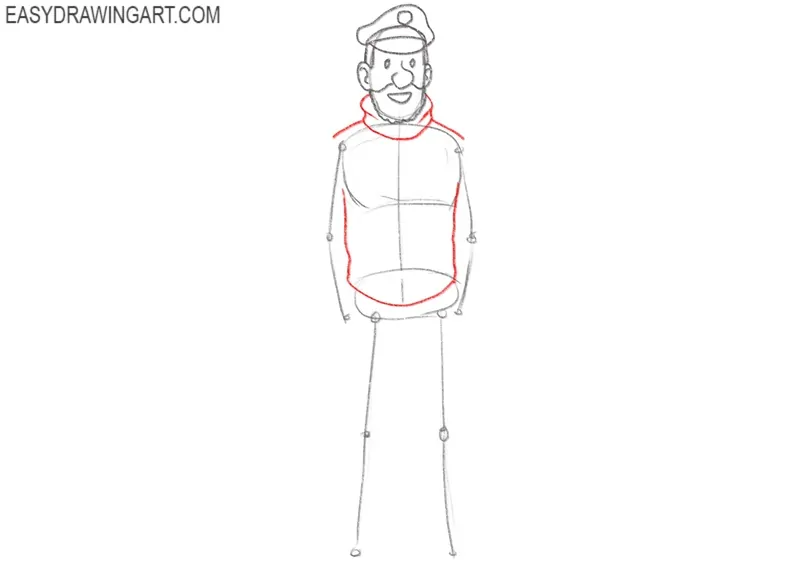 Outline the collar and torso