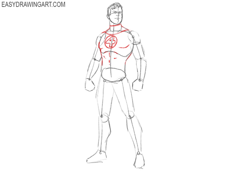 Detail the torso and draw the logo