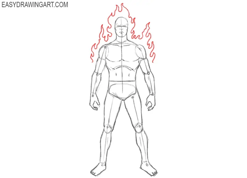 Start drawing the Human Torch’s flames