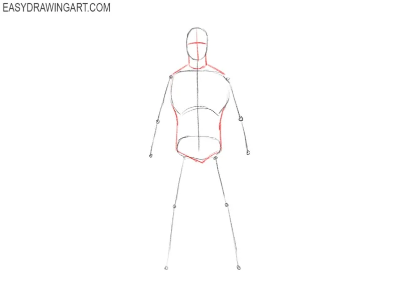 Sketch the facial guidelines and torso