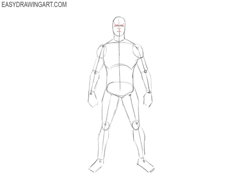 Draw Johnny Storm’s facial features