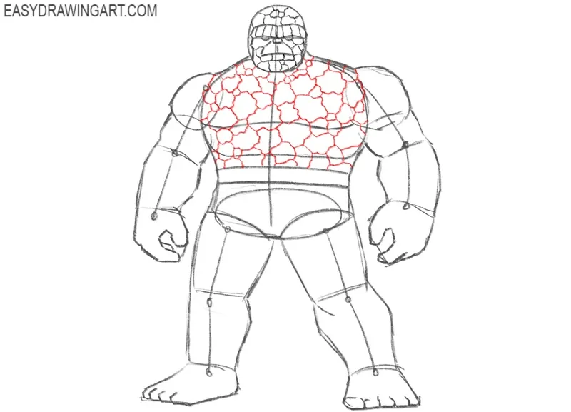 Continue the stone pattern on the torso