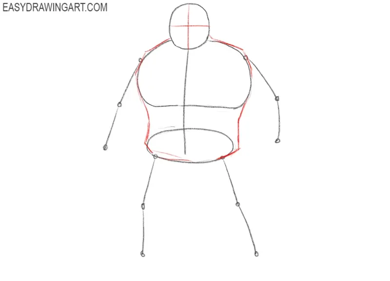 Outline the upper body of the Thing