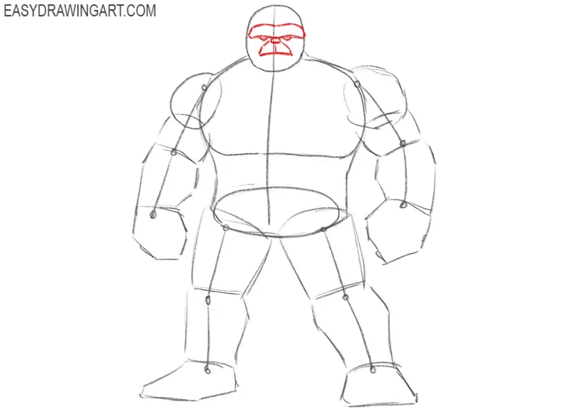 Draw Ben Grimm’s facial features